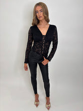 Load image into Gallery viewer, Black Rosie Lace Bodysuit
