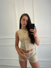 Load image into Gallery viewer, Beige Luna sleeveless button up co-ord
