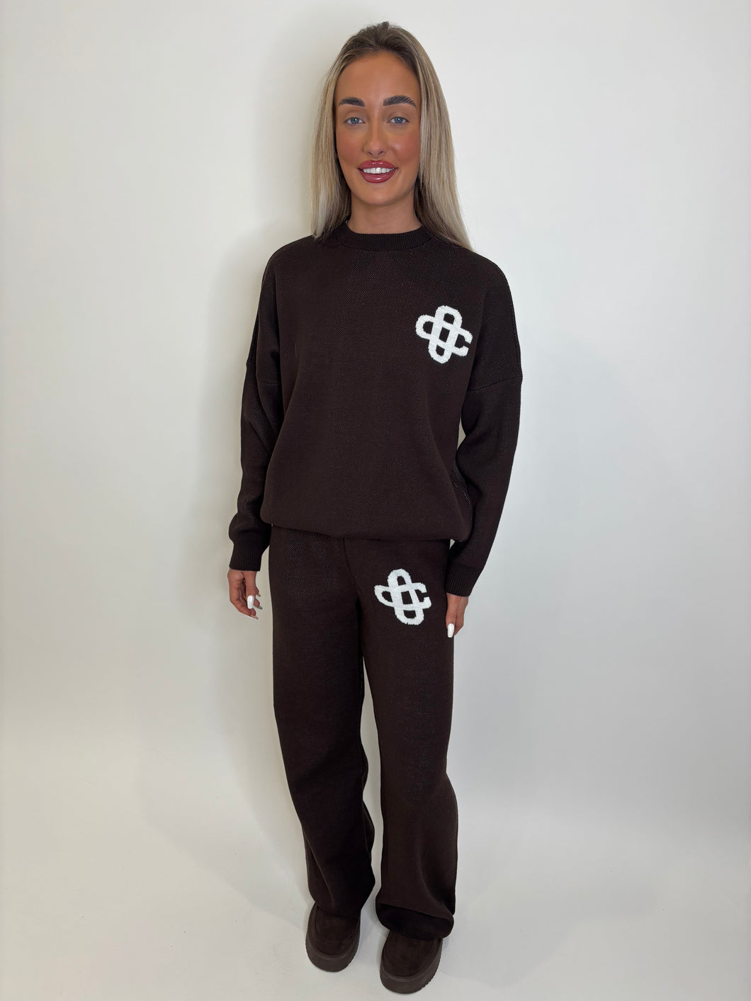 Brown Tara Logo Knit Co-ord