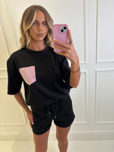 Load image into Gallery viewer, Black Lisa Rhinestone Pocket Co-ord
