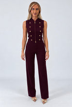 Load image into Gallery viewer, Wine Sara Gold Button Tailored Knit Co-Ord Set
