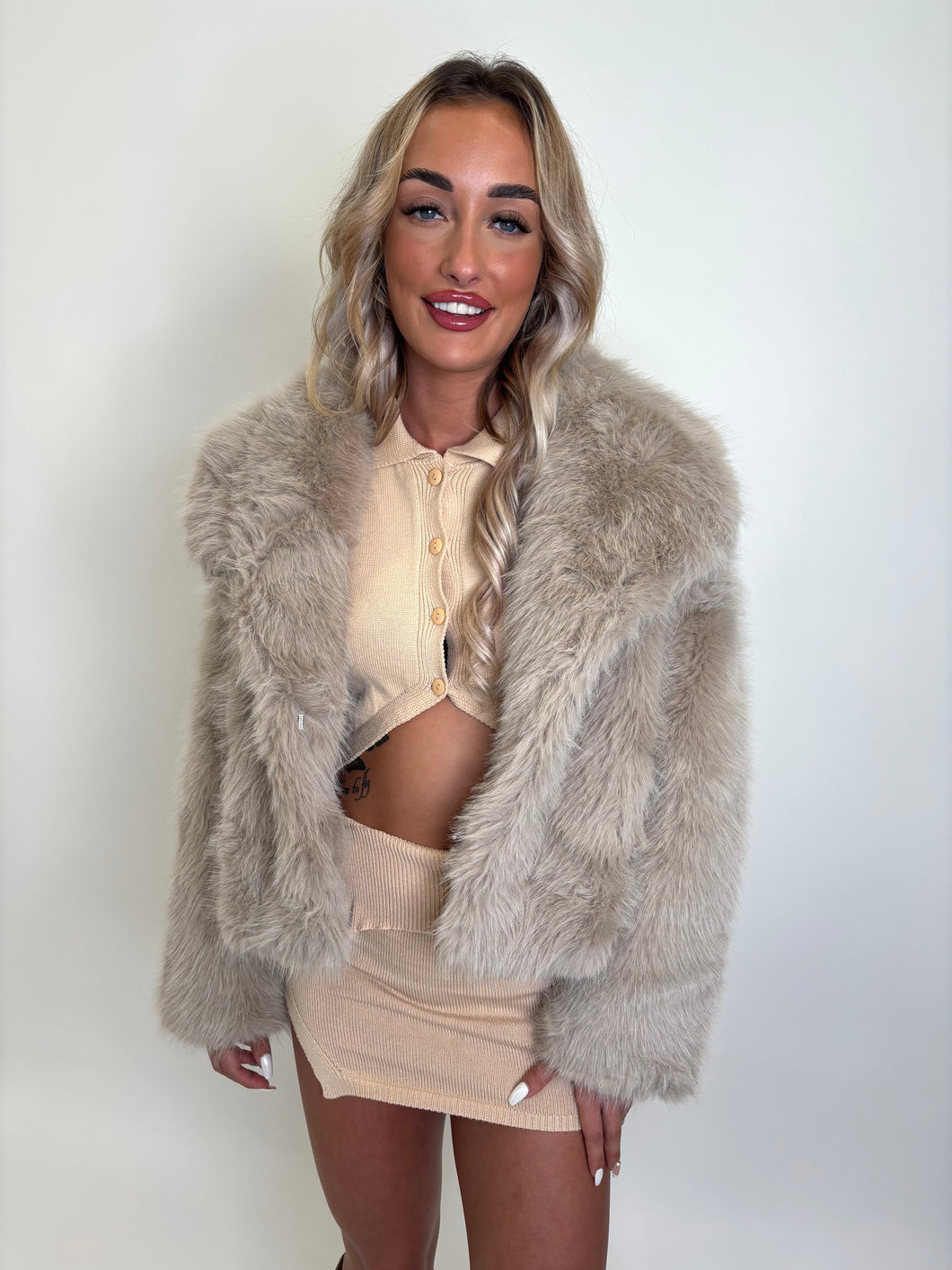 Beige Charlotte Faux Fur Coat