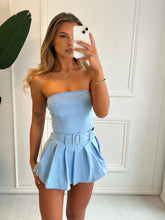 Load image into Gallery viewer, Baby Blue Quinn Pleated Cargo Skort Playsuit

