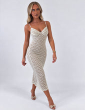 Load image into Gallery viewer, Cream Sophia Lace Bustier Maxi Dress
