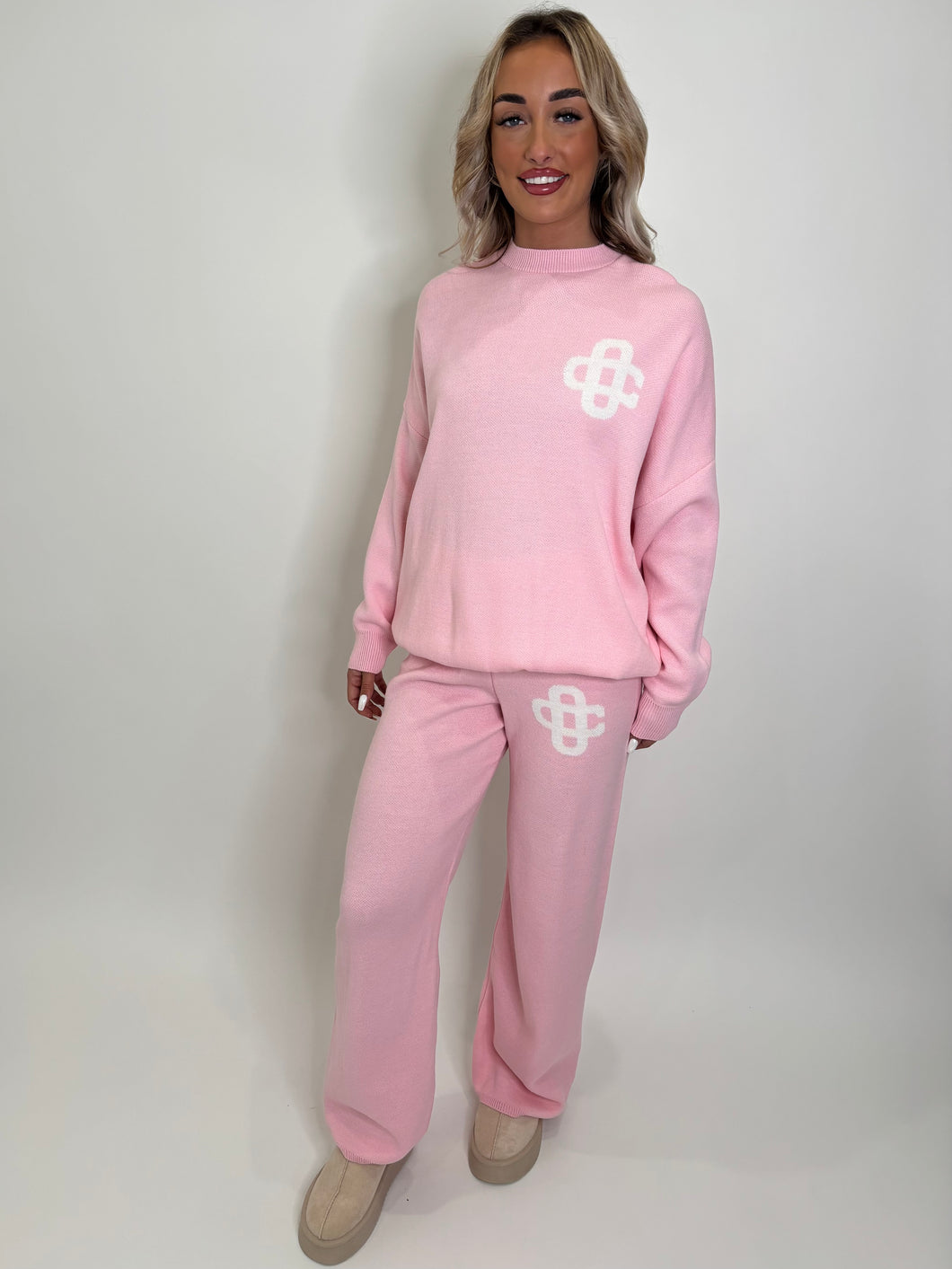 Pink Tara Logo Knit Co-ord
