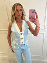 Load image into Gallery viewer, Blue Alanna Gold Button Co-ord
