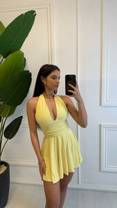 Yellow Itziar Halterneck Mini Dress