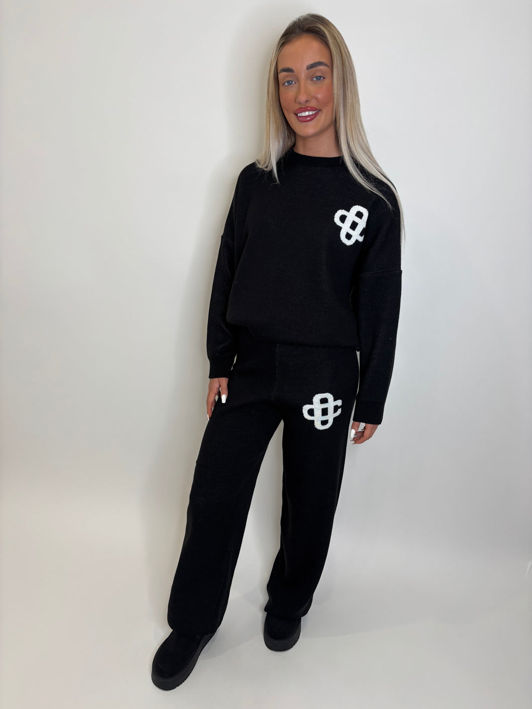 Black Tara Logo Knit Co-ord