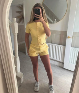Yellow Meg Button up co ord