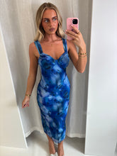 Load image into Gallery viewer, Blue Neasa Mesh Midi Dress
