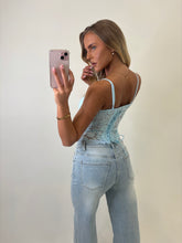 Load image into Gallery viewer, Blue Becky Corset Top
