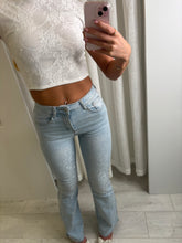 Load image into Gallery viewer, Light Denim Michelle Rhinestone Flared Jeans
