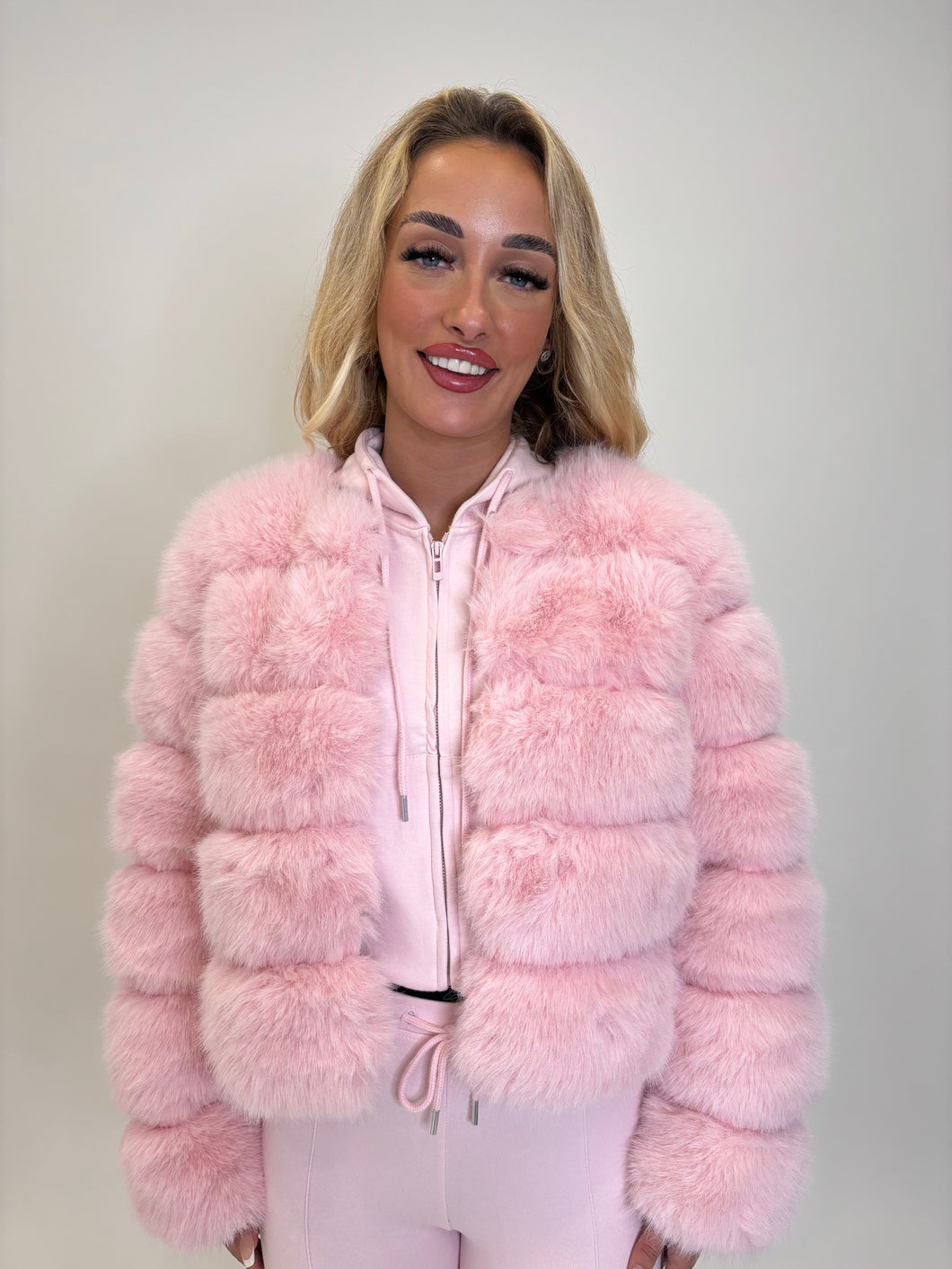 Baby Pink Lila Faux Fur Jacket