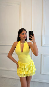 Yellow Avah Frill Dress