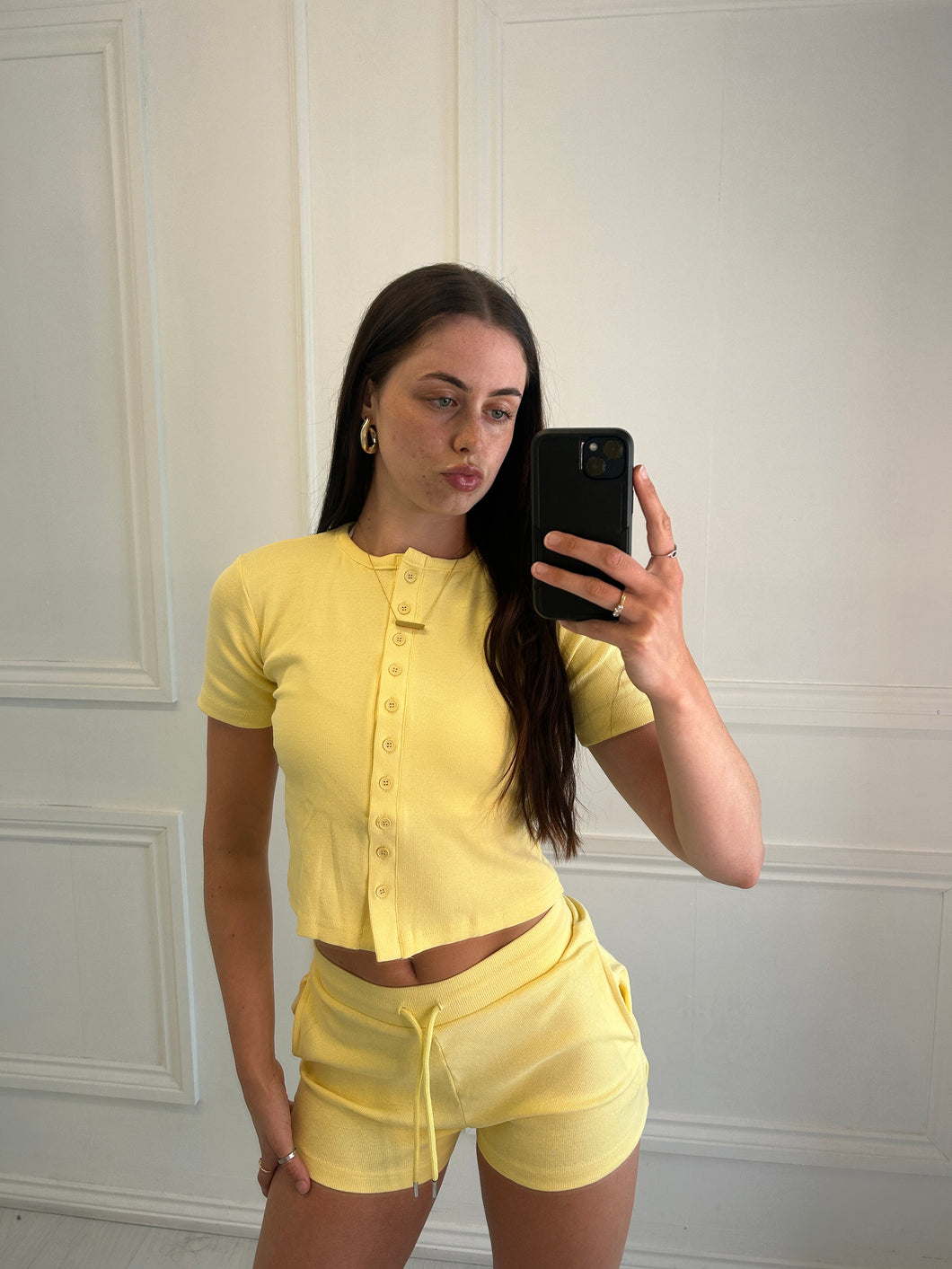 Yellow Meg Button up co ord