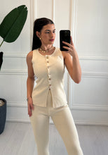 Load image into Gallery viewer, Beige Joyce Gold Button up Co ord
