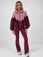 Load image into Gallery viewer, Burgundy Check Print Zip-Up Jacket

