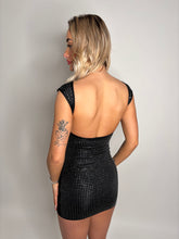 Load image into Gallery viewer, Black Scarlet Rhinestone Backless Mini Dress
