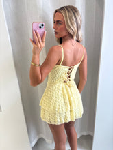 Load image into Gallery viewer, Yellow Avalon Lace Corset Mini Dress
