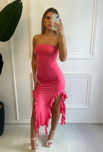 Pink Melanie Frill Maxi Dress