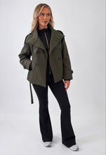 Load image into Gallery viewer, Khaki Sinead High-Neck Belted Trench Jacket
