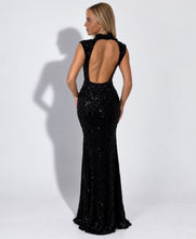 Load image into Gallery viewer, Black Gracie Embellished Open-Back Maxi Dress
