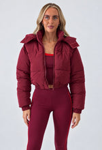 Load image into Gallery viewer, Burgundy Lorna Cropped Puffer Jacket
