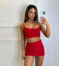 Load image into Gallery viewer, Red Molly Crop Top and Mini Skirt Co-Ord
