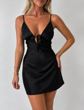 Load image into Gallery viewer, Black Natalie Satin Cut-Out Mini Dress
