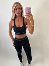 Load image into Gallery viewer, Black and White Kate Contrast Piping Activewear Set
