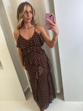 Load image into Gallery viewer, Brown Nina Polka Dot Maxi Dress
