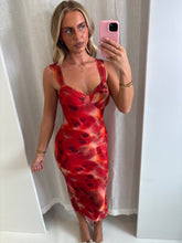 Load image into Gallery viewer, Red Neasa Mesh Midi Dress
