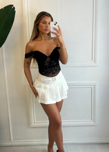 Load image into Gallery viewer, White Ruchi Pleated Mini Skort
