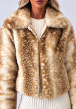 Load image into Gallery viewer, Cream &amp; Tan Faux Fur Jacket

