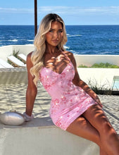 Load image into Gallery viewer, Pink Rhona Floral Sequin Mini Dress
