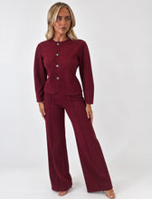 Load image into Gallery viewer, Burgundy Dani Button Front Tailored Co-ord Set
