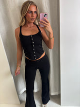 Load image into Gallery viewer, Black Brianna Button Lounge Co-Ord
