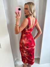 Load image into Gallery viewer, Red Neasa Mesh Midi Dress
