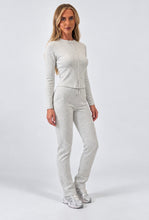 Load image into Gallery viewer, Grey Katy Ribbed Button-Up Top &amp; Straight Leg Trouser Co-Ord Set
