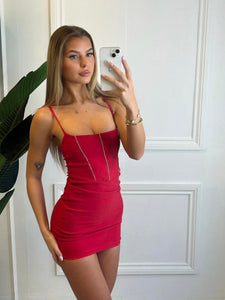 Red Nia Corset Style Dress