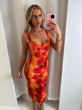 Load image into Gallery viewer, Orange Neasa Mesh Midi Dress

