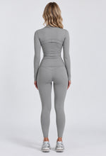 Load image into Gallery viewer, Grey Daisy Sculpted Zip-Up Co Ord Set
