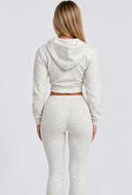 Load image into Gallery viewer, Light Grey Jessica Zip-Up Hoodie &amp; Flared Jogger Co-Ord
