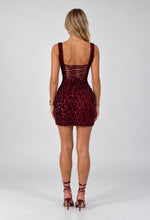 Load image into Gallery viewer, Wine Sonya Sequin Lace-Up Back Mini Dress
