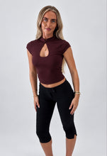 Load image into Gallery viewer, Wine Michaela Keyhole High-Neck Top
