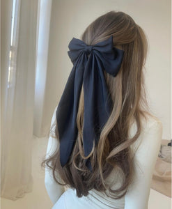 Black Satin Bow Hair Accessory