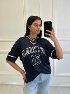Navy Ann Oversized Jersey T-shirt
