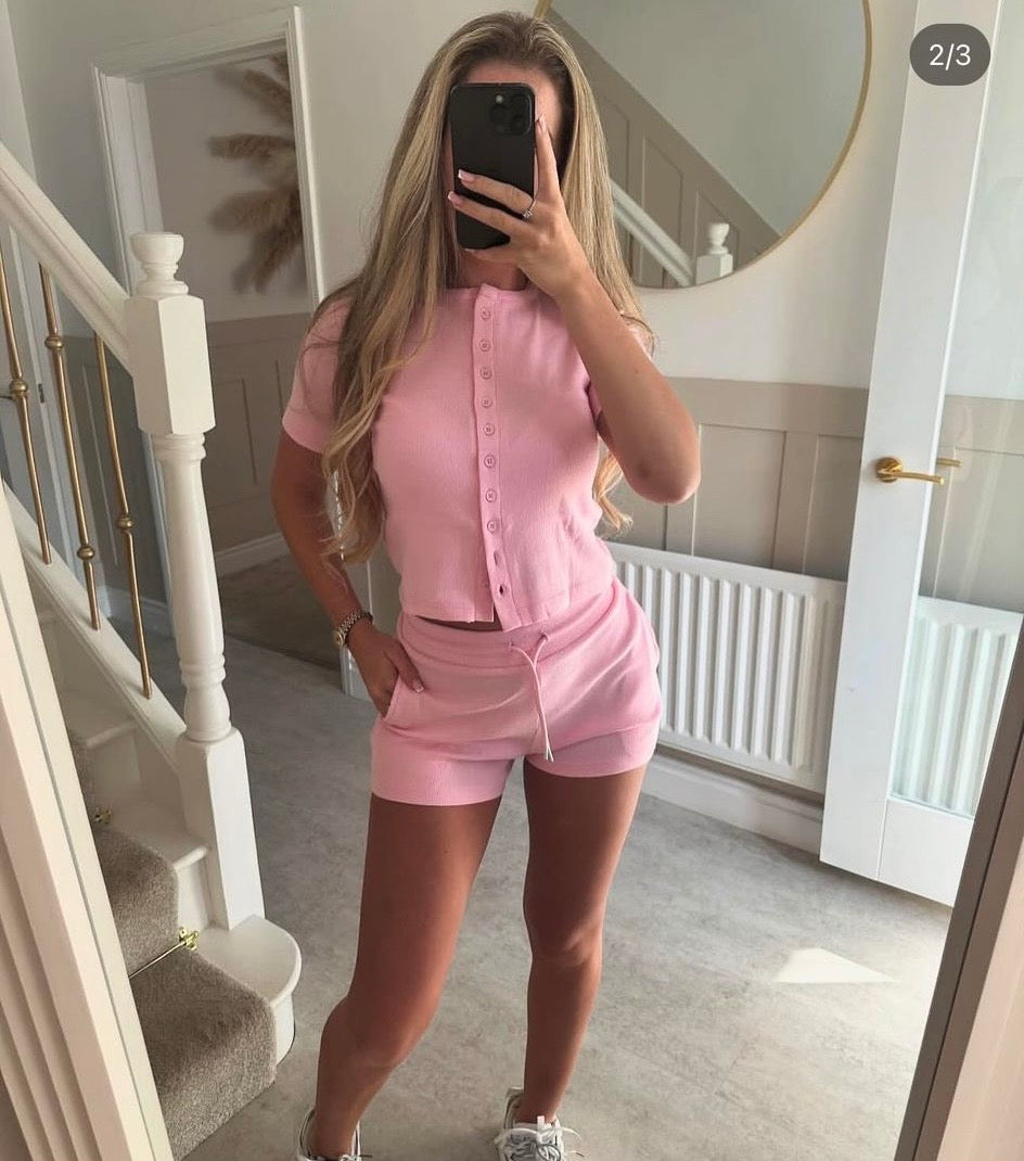 Baby Pink Meg Button up co ord