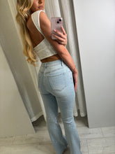 Load image into Gallery viewer, Light Denim Michelle Rhinestone Flared Jeans
