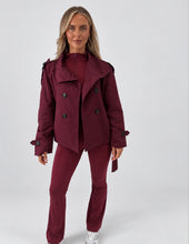 Load image into Gallery viewer, Wine Sinead High-Neck Belted Trench Jacket
